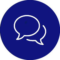 blue circle with conversation bubbles
