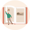 a man reads a giant book
